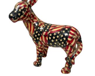 Vintage Democratic Donkey Ceremic Patriotic Figurine
