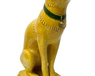 Glazed Pottery Feline Sculpture
