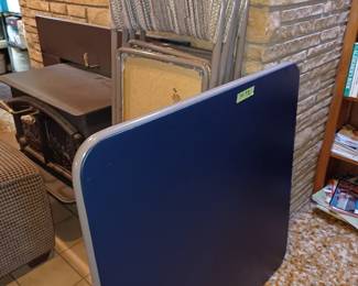 card table and padded chairs