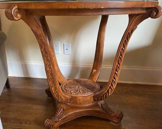 Sweet  Carved Round Table with Glass Top