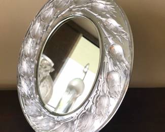 Lalique 
Boutons de Roses
crystal & metal
easel back table mirror
$900
