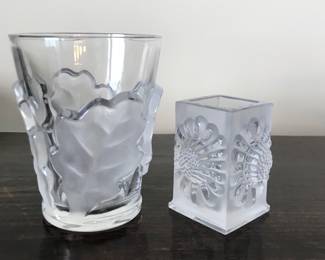 Lalique
Chene tumbler
crystal
4.75” x 3.75”
$150

Lalique 
Paquerette holder
3.35” x 2.25” x 2.25”
$175
