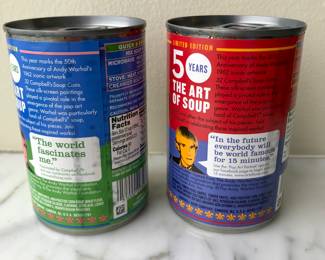 Pair Andy Warhol soup cans
Campbell’s
The Art of Soup
50 year anniversary
$50 pair