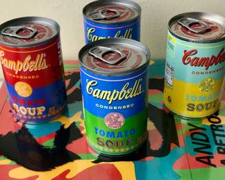 Pair Andy Warhol soup cans
Campbell’s
The Art of Soup
50 year anniversary
$50 pair