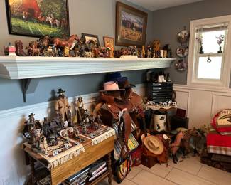 Western collectibles, saddles, hats