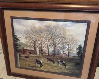 Farm and Cattle Matted Print