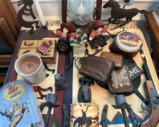 Cowboy and Western Collectibles, Leather Wallets and Figurines