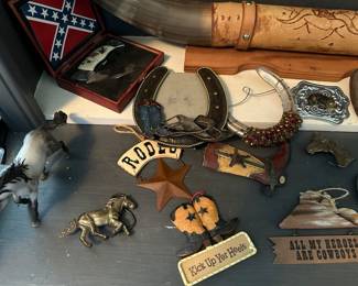 Collector Knife, Western Themed Collectibles and Horse Figurines