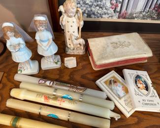 Vintage Confirmation Candles and Figurines 