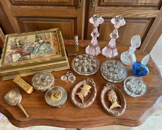 Vintage Glass Frogs, Cameos, Make Up Cases and Perfume Bottles