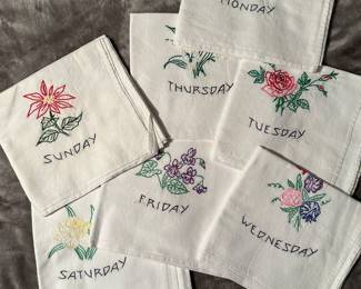 Vintage Embroidered Weekly Towels