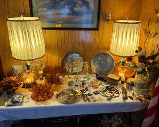 Also this pair of glass base lamps went with it all!