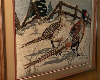 Needlepoint pheasants