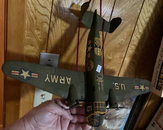 Vintage 1950's Marx wind-up plane - NICE!