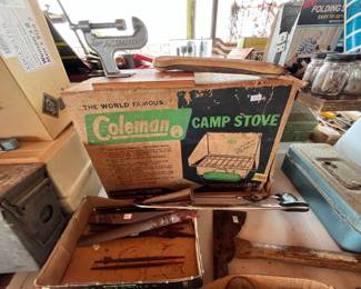 Vintage Coleman camp stove in box