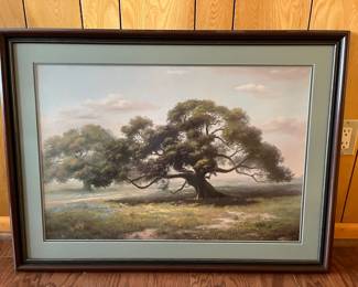 Large framed print "Texas Oak" by Dalhart Windberg. 1991 commemorative edition for Dupont Victoria 40th anniversary.