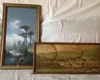 1880 Print Of Cincinnati Riverfront Original Vintage Landscape Painting 