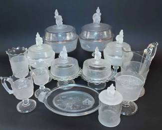 Gillinder And Sons Frosted Pressed Glassware