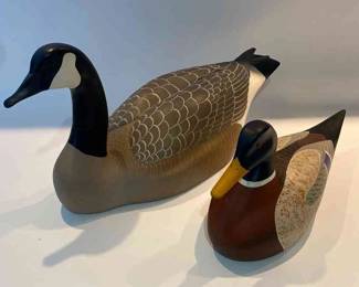 Hand Carved And Hand Painted Canadian Goose And Mallard