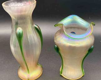Iridescent Art Glass Vases