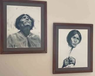 James Mastin Lithographic Prints Portraits In Black White 