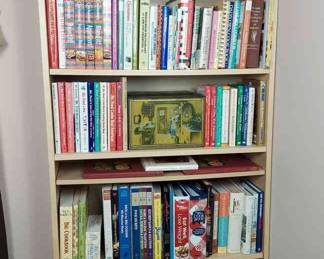 Massive Cookbook Collection With Bookcase