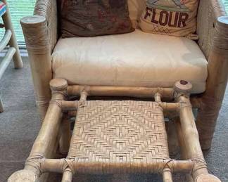Rustic Oversized Chair With Stool