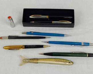 Sheaffer Touchdown Pen And Pencil Set With Vintage Pencils And Pens