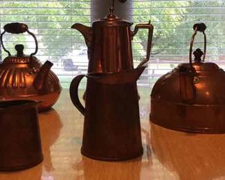 Vintage Copper Kettle Collection Including Revere Ware