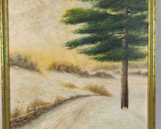 W G VanZandt Oil Painting Of A Winter Forest