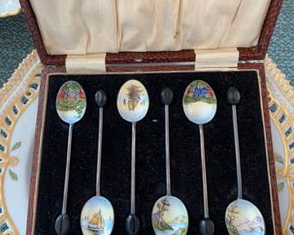 Beautiful set of enamel and sterling silver spoons… so much sterling!!!