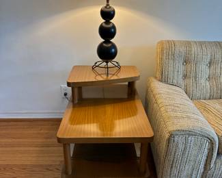 Atomic-Orb Table lamp on Step-Backed End Table (pair of  each)