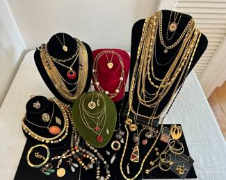 Vintage Goldtone Costume Jewelry, Monet, Trifari, and Pierre Cardin