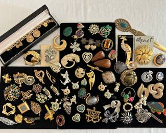 Brooch Collection, Animals, Hearts, and Flowers