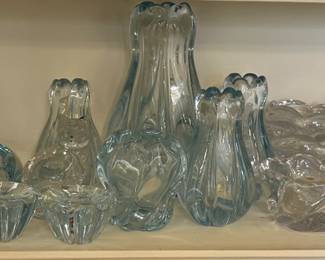 Blue and Clear Orrefors Crystal Vessels, Sweden 