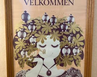 Velkommen/Welcome Vintage Kitsch Framed Print - 27x37