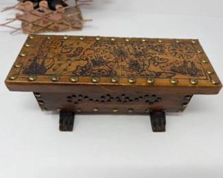 Ahoy! 1970s Copper Tin Schooner, Brass Bellow & Brass Decor Box