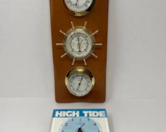 	Retro Barometer & Lucite High/Low Tide Wall Decor