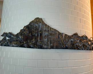 MASSIVE 1970s Brutalist Wrap Round Metal Mountains - 62"L