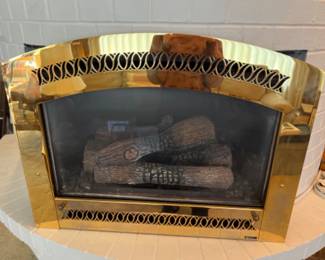 Brass Gas Fireplace Insert - Needs Removal