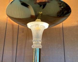	Vintage Brass Tone Torchiere Floor Lamp