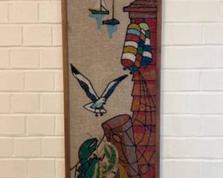 Vintage Nautical Pebble Art Wall Hanging - 36"T