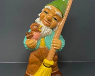 Happiest Ceramic Yard Gnome with Bird Companion - 11.5"T