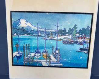 PNW Ann Carlson “Gig Harbor Winter II” Tile Art & Wood Block Print