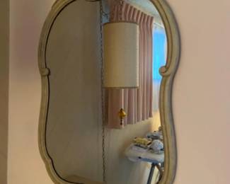 Mid Century Baroque Style Off White Mirror - Boho - Ornate