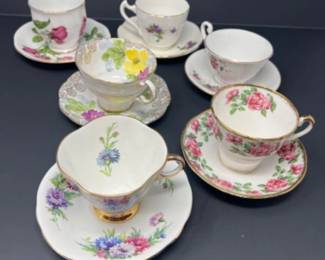 6 Made in England Bone China Tea Cups - Royal Standard - Clarence