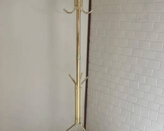 Vintage Gold Tone Metal Coat & Hat Rack Stand - Retro - Boho