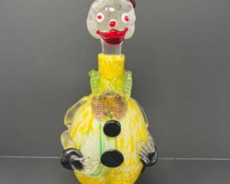 Vintage Murano Blown Glass Clown Decanter - 14.5"T