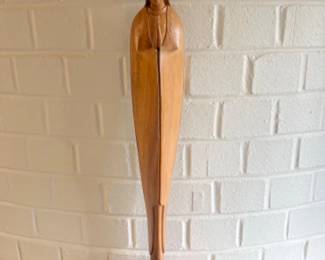 Mid Century Hand Carved Wooden Madonna Figurine - 25"T