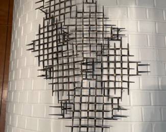 Mid Century William Bowie Style Abstract Nail Wall Sculpture